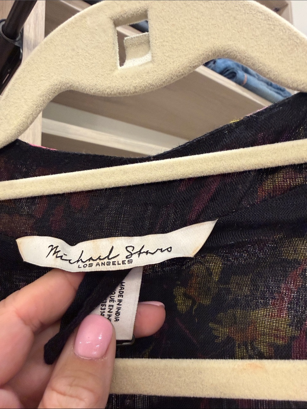 Michael Stars Black Floral Print Duster - Picture 3 of 3